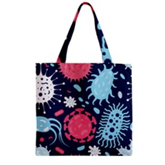 Seamless Pattern Microbes Virus Vector Illustration Zipper Grocery Tote Bag by Vaneshart