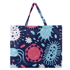 Seamless Pattern Microbes Virus Vector Illustration Zipper Large Tote Bag by Vaneshart