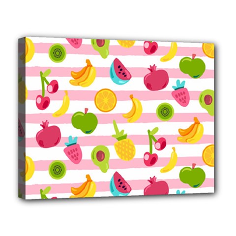 Tropical Fruits Berries Seamless Pattern Canvas 14  X 11  (stretched) by Vaneshart