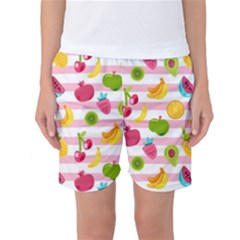 Tropical Fruits Berries Seamless Pattern Women s Basketball Shorts by Vaneshart