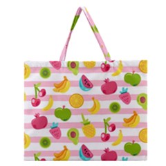 Tropical Fruits Berries Seamless Pattern Zipper Large Tote Bag by Vaneshart