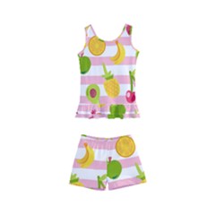 Tropical Fruits Berries Seamless Pattern Kids  Boyleg Swimsuit by Vaneshart