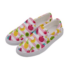 Tropical Fruits Berries Seamless Pattern Women s Canvas Slip Ons by Vaneshart