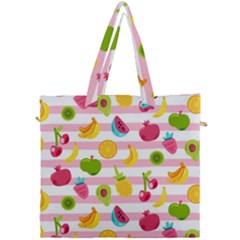 Tropical Fruits Berries Seamless Pattern Canvas Travel Bag by Vaneshart