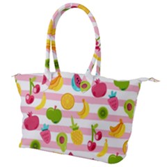 Tropical Fruits Berries Seamless Pattern Canvas Shoulder Bag by Vaneshart