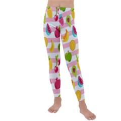 Tropical Fruits Berries Seamless Pattern Kids  Lightweight Velour Leggings by Vaneshart