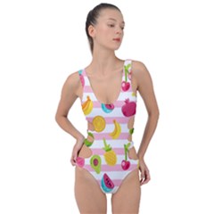 Tropical Fruits Berries Seamless Pattern Side Cut Out Swimsuit by Vaneshart