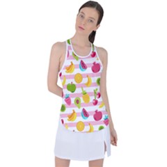 Tropical Fruits Berries Seamless Pattern Racer Back Mesh Tank Top