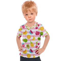 Tropical Fruits Berries Seamless Pattern Kids  Sports Tee