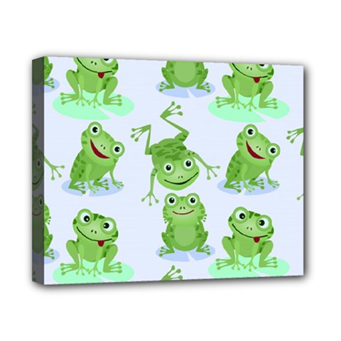 Cute Green Frogs Seamless Pattern Canvas 10  X 8  (stretched) by Vaneshart