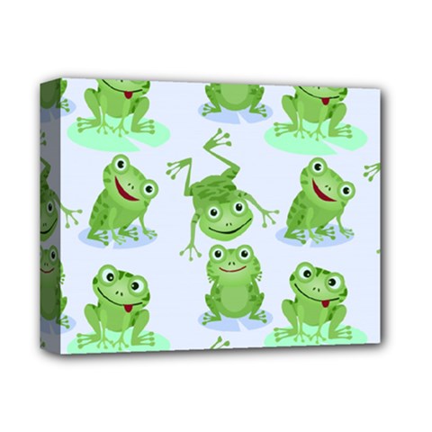 Cute Green Frogs Seamless Pattern Deluxe Canvas 14  X 11  (stretched) by Vaneshart