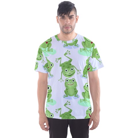 Cute Green Frogs Seamless Pattern Men s Sports Mesh Tee by Vaneshart