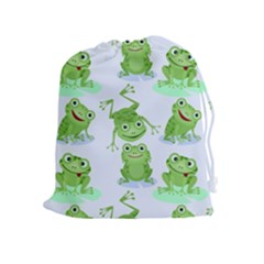 Cute Green Frogs Seamless Pattern Drawstring Pouch (xl)