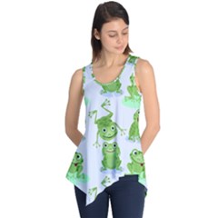 Cute Green Frogs Seamless Pattern Sleeveless Tunic by Vaneshart