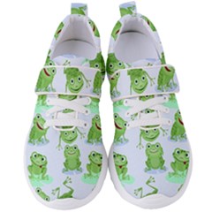 Cute Green Frogs Seamless Pattern Women s Velcro Strap Shoes by Vaneshart