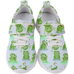 Cute Green Frogs Seamless Pattern Kids  Velcro Strap Shoes by Vaneshart