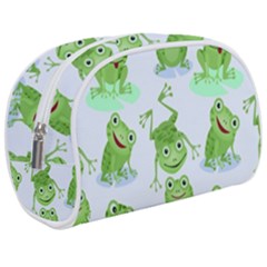 Cute Green Frogs Seamless Pattern Makeup Case (medium) by Vaneshart