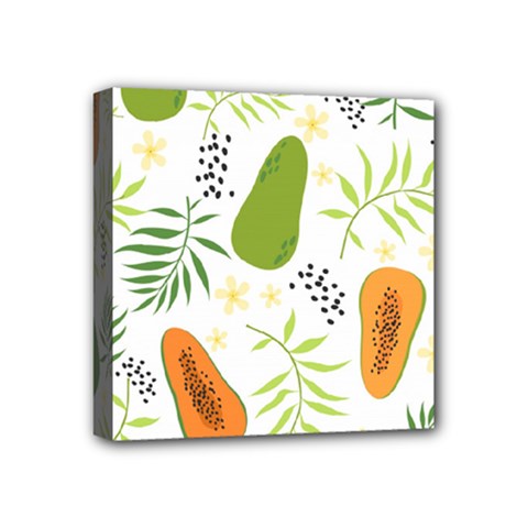 Seamless Tropical Pattern With Papaya Mini Canvas 4  X 4  (stretched) by Vaneshart