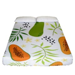 Seamless Tropical Pattern With Papaya Fitted Sheet (queen Size) by Vaneshart