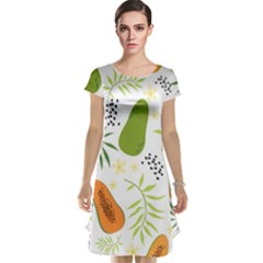 Seamless Tropical Pattern With Papaya Cap Sleeve Nightdress by Vaneshart