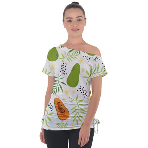 Seamless Tropical Pattern With Papaya Tie-up Tee by Vaneshart