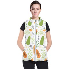 Seamless Tropical Pattern With Papaya Women s Puffer Vest by Vaneshart