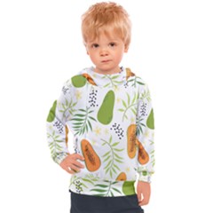 Seamless Tropical Pattern With Papaya Kids  Hooded Pullover