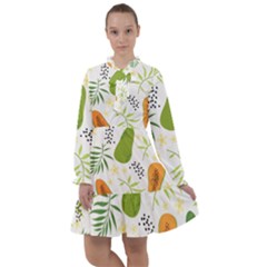 Seamless Tropical Pattern With Papaya All Frills Chiffon Dress