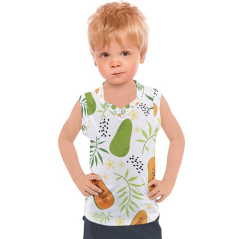 Seamless Tropical Pattern With Papaya Kids  Sport Tank Top by Vaneshart