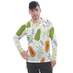 Seamless Tropical Pattern With Papaya Men s Pique Long Sleeve Tee