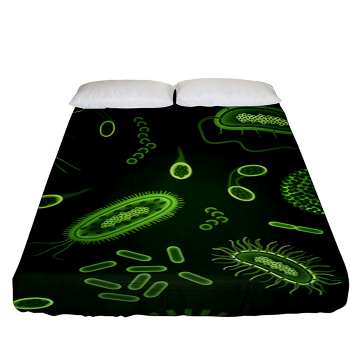 Bacteria Virus Seamless Pattern Inversion Fitted Sheet (King Size)