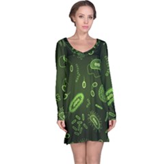 Bacteria Virus Seamless Pattern Inversion Long Sleeve Nightdress by Vaneshart