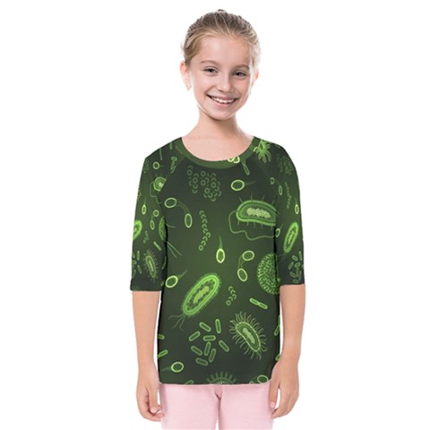 Bacteria Virus Seamless Pattern Inversion Kids  Quarter Sleeve Raglan Tee by Vaneshart