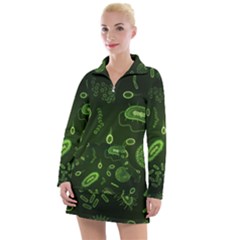 Bacteria Virus Seamless Pattern Inversion Women s Long Sleeve Casual Dress by Vaneshart