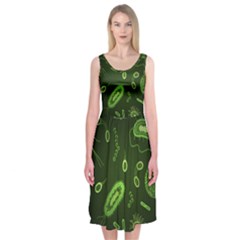 Bacteria Virus Seamless Pattern Inversion Midi Sleeveless Dress