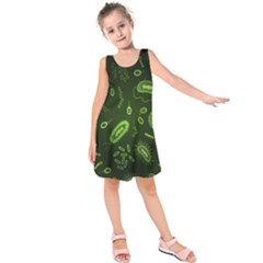 Bacteria Virus Seamless Pattern Inversion Kids  Sleeveless Dress by Vaneshart