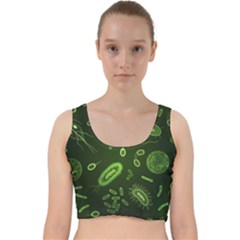 Bacteria Virus Seamless Pattern Inversion Velvet Racer Back Crop Top by Vaneshart