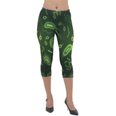 Bacteria Virus Seamless Pattern Inversion Lightweight Velour Capri Leggings  by Vaneshart