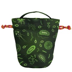 Bacteria Virus Seamless Pattern Inversion Drawstring Bucket Bag by Vaneshart