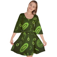 Bacteria Virus Seamless Pattern Inversion Velour Kimono Dress by Vaneshart