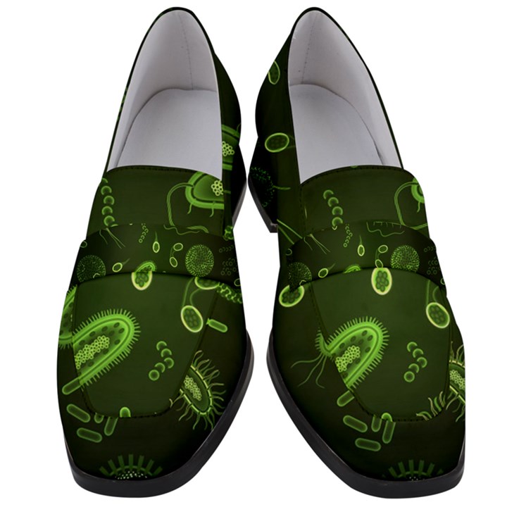 Bacteria Virus Seamless Pattern Inversion Women s Chunky Heel Loafers