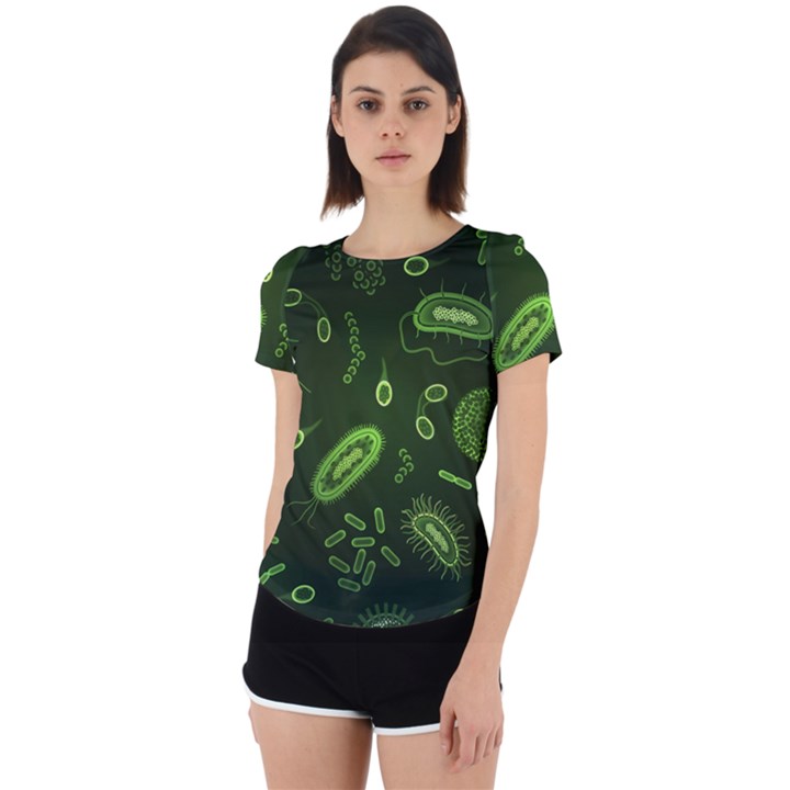 Bacteria Virus Seamless Pattern Inversion Back Cut Out Sport Tee