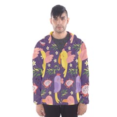 Exotic Seamless Pattern With Parrots Fruits Men s Hooded Windbreaker by Vaneshart