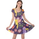 Exotic Seamless Pattern With Parrots Fruits Cap Sleeve Dress View1