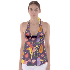 Exotic Seamless Pattern With Parrots Fruits Babydoll Tankini Top by Vaneshart