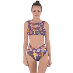 Exotic Seamless Pattern With Parrots Fruits Bandaged Up Bikini Set  by Vaneshart