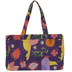 Exotic Seamless Pattern With Parrots Fruits Canvas Work Bag by Vaneshart