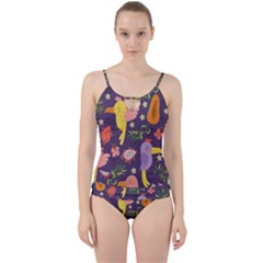 Exotic Seamless Pattern With Parrots Fruits Cut Out Top Tankini Set by Vaneshart