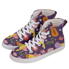 Exotic Seamless Pattern With Parrots Fruits Women s Hi-top Skate Sneakers by Vaneshart