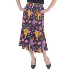 Exotic Seamless Pattern With Parrots Fruits Midi Mermaid Skirt by Vaneshart